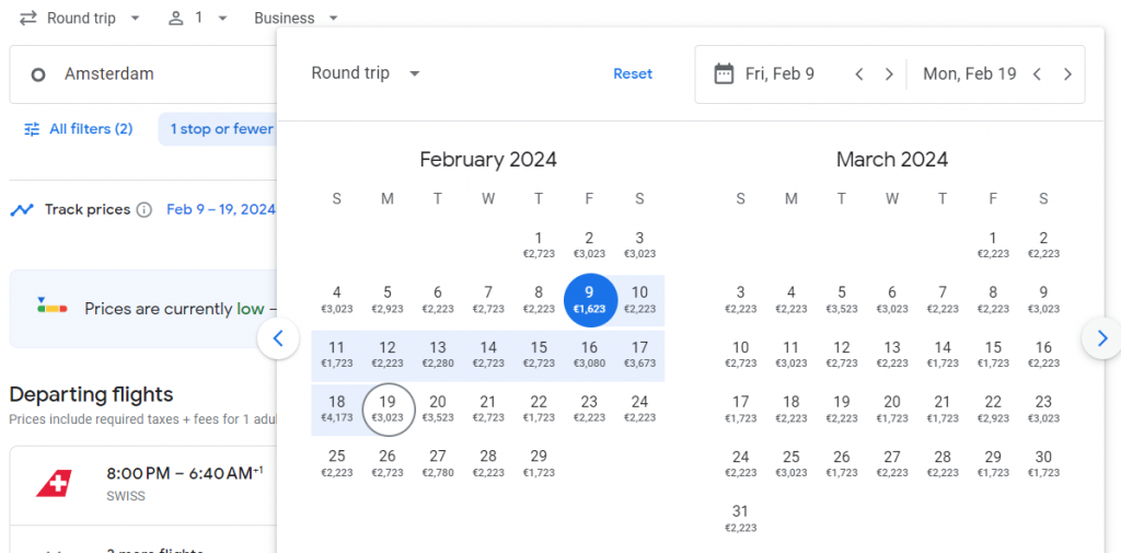 Business Class from Amsterdam to São Paulo