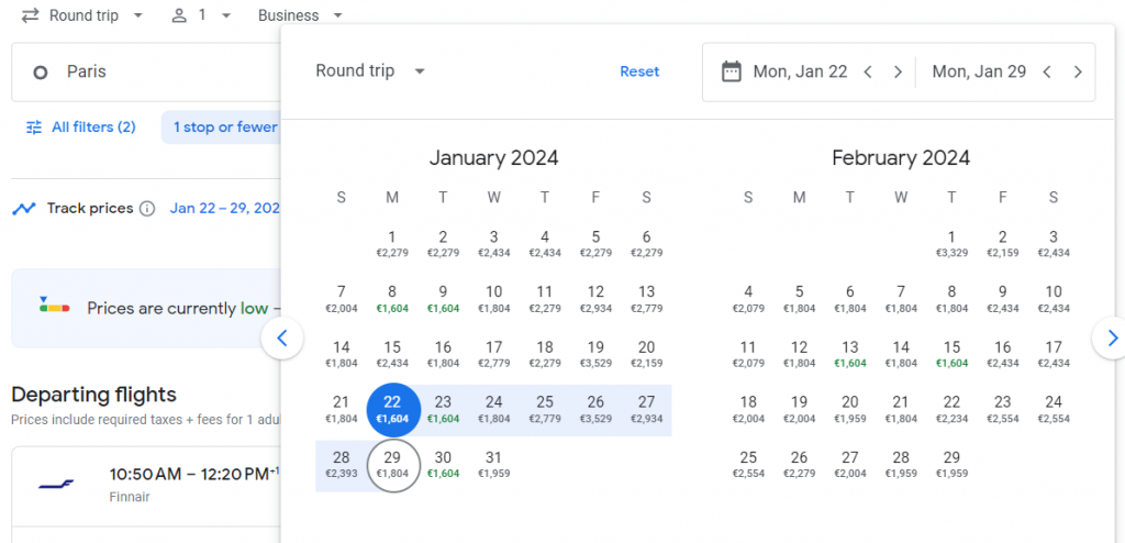 Business Class from Paris to South Korea