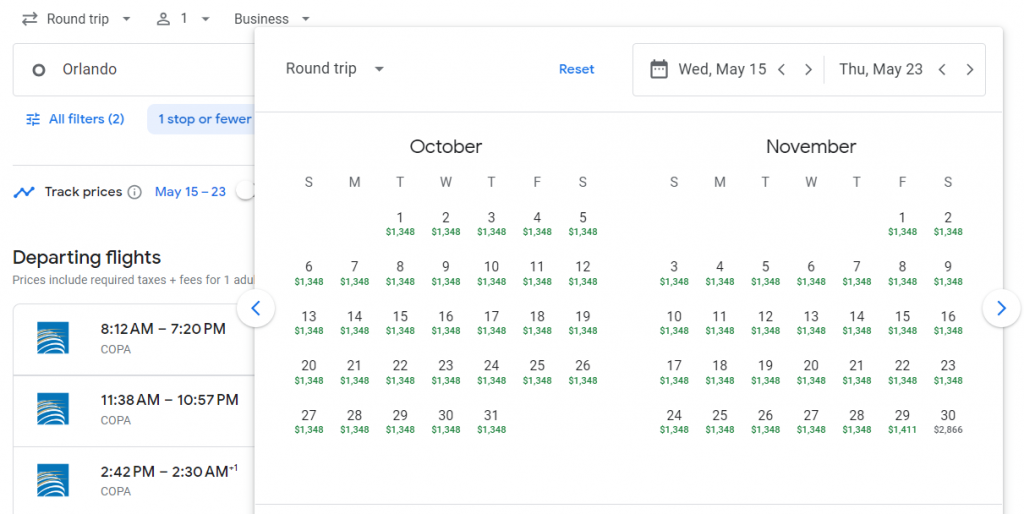 Business Class from Orlando to Chile