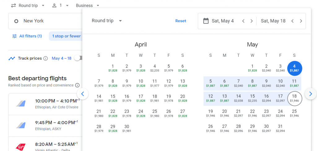 Business Class from New York to Nigeria