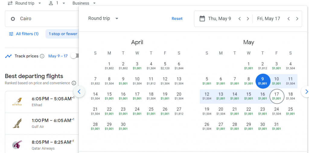 Business Class from Cairo to Maldives