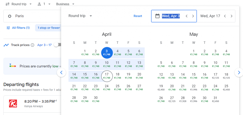 Business Class from Europe to Kenya