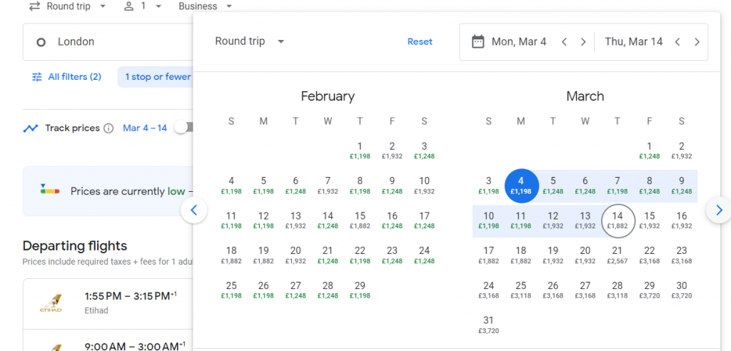 Business Class from London to India