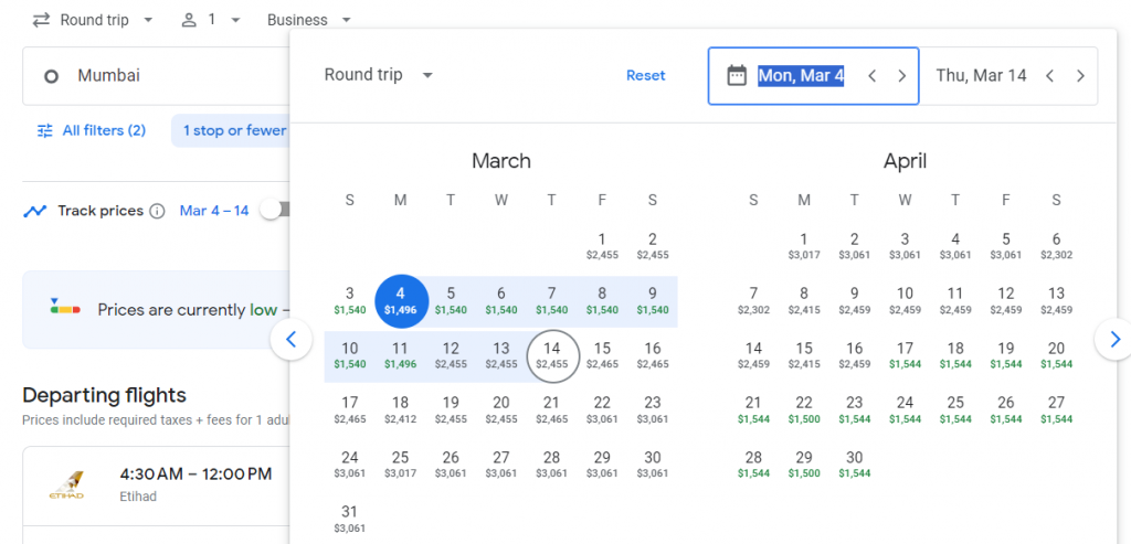 Business Class from India to London