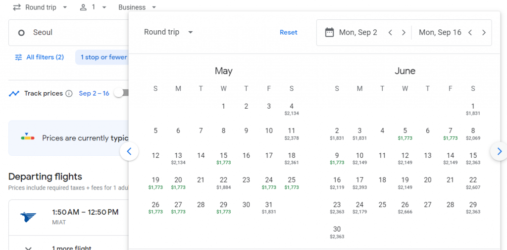 Business Class from South Korea to Frankfurt