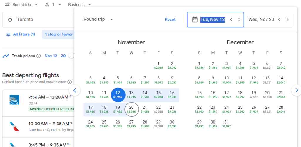 Business Class from Canada to Rio de Janeiro