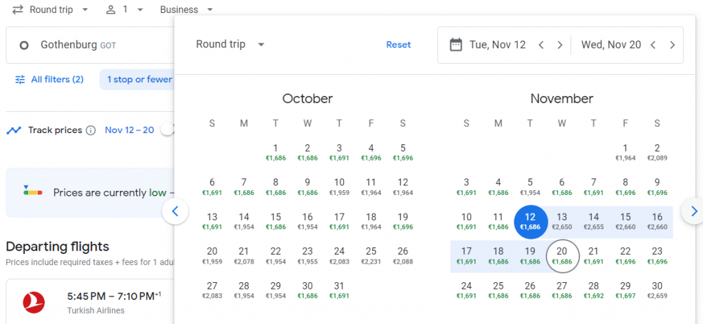 Business Class from Sweden to New York