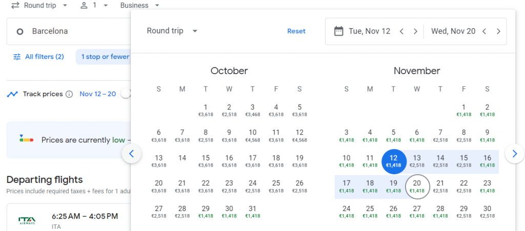 Business Class from Barcelona to Miami