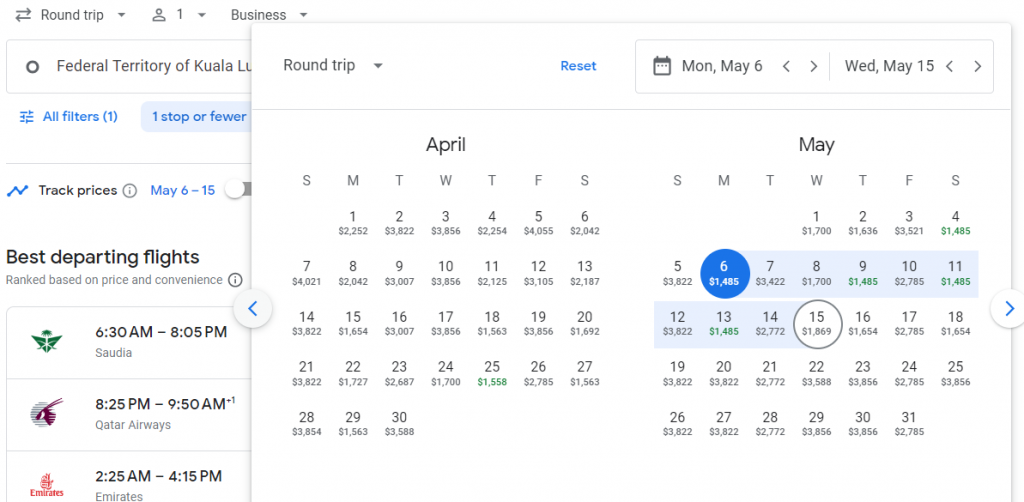 Business Class from Malaysia to South Africa