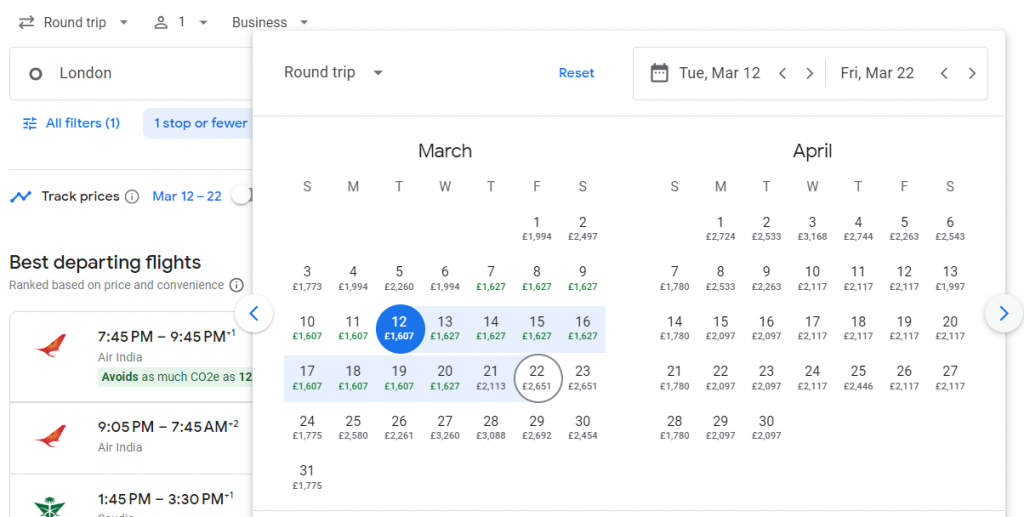 Business Class from London to Singapore