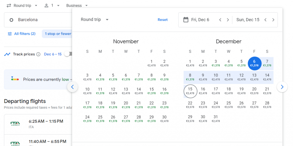 Business Class from Barcelona to New York