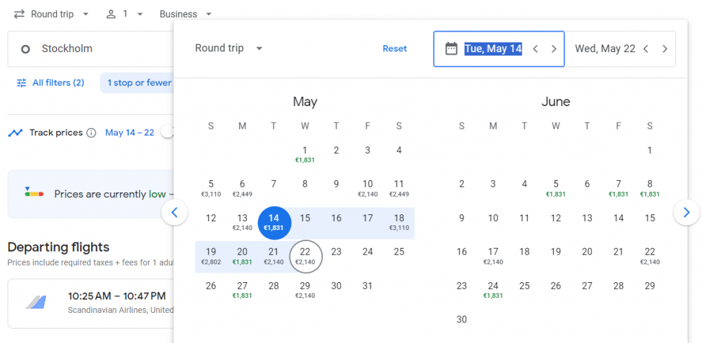 Business Class from Sweden to Florida USA