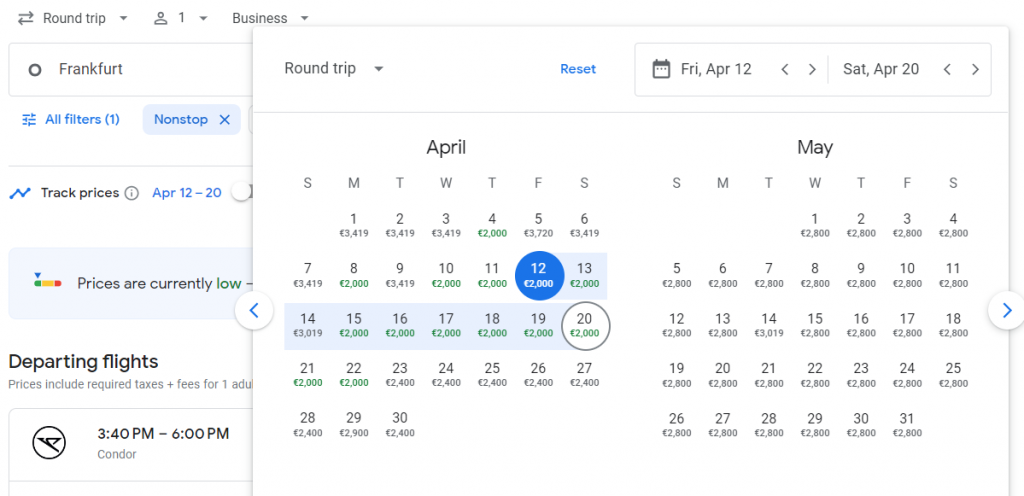 Business Class from Frankfurt to Canada