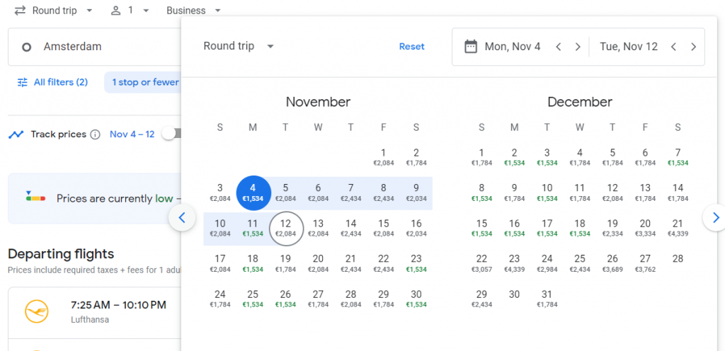 Business Class from Amsterdam to Kenya