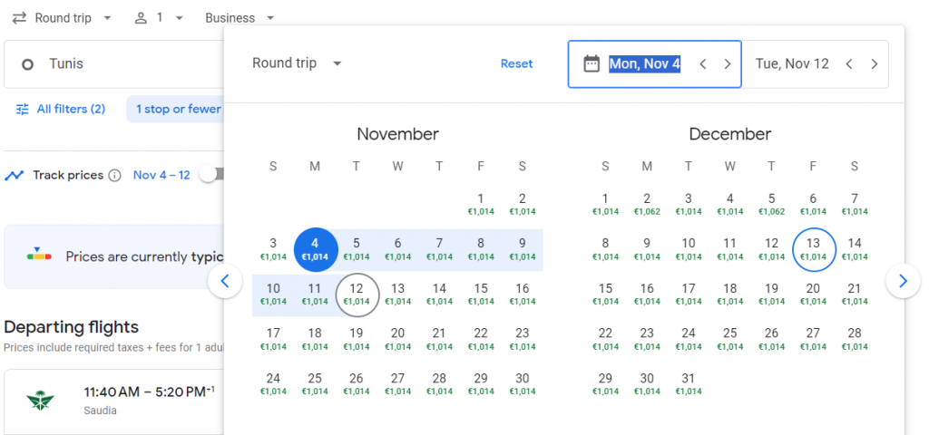 Business Class from Tunisia to Indonesia