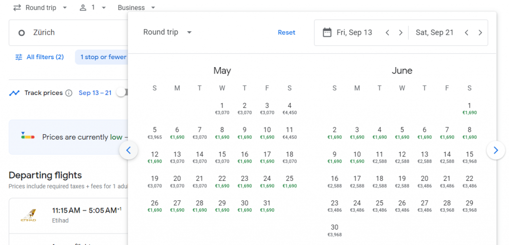 Business Class from Zürich to Maldives