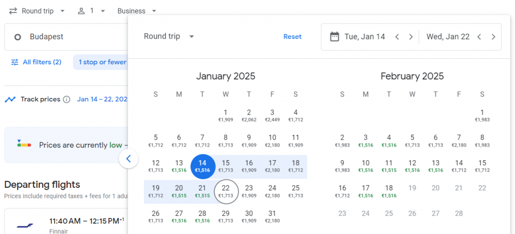 Business Class from Budapest to South Korea