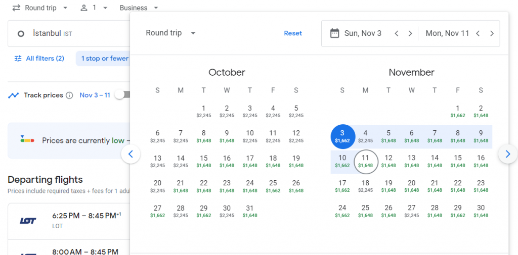 Business Class from Istanbul to Canada