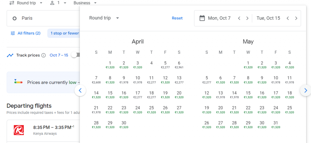 Business Class from Paris to Madagascar