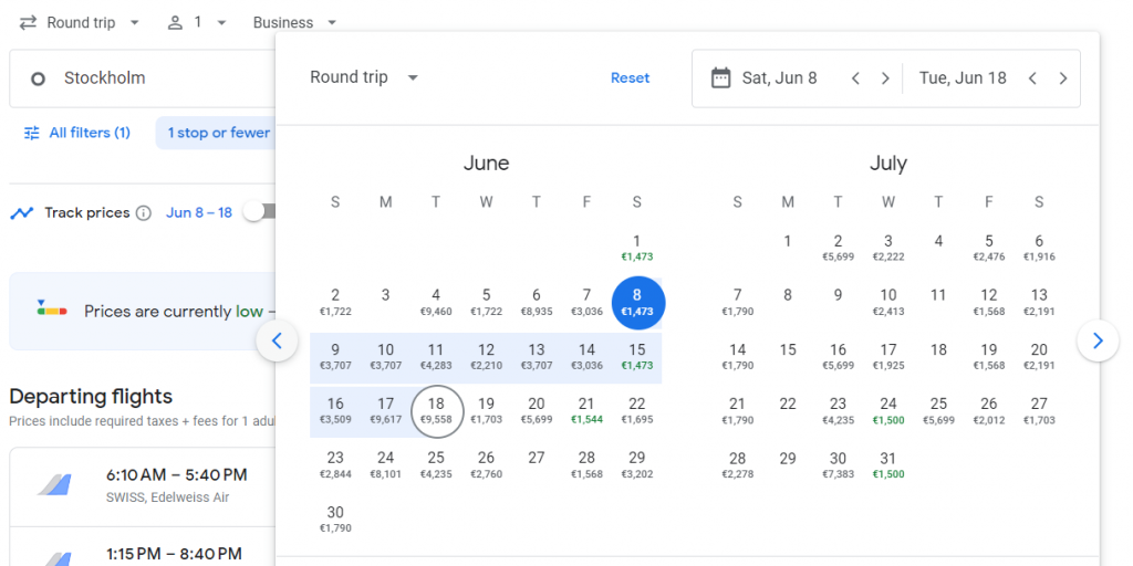 Business Class from Sweden to Caribbean