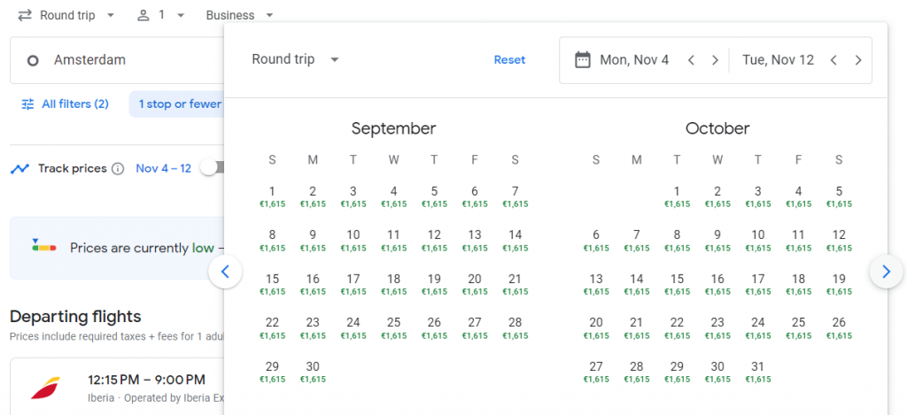 Business Class Suite from Amsterdam to Colombia