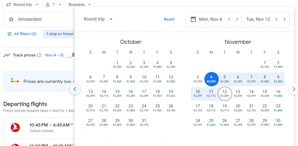 Business Class from Amsterdam to Thailand