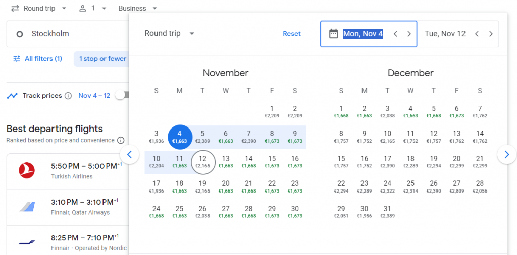 Business Class from Sweden to Hong Kong