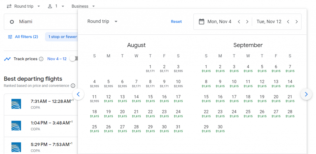 Business Class from Miami to Rio De Janeiro