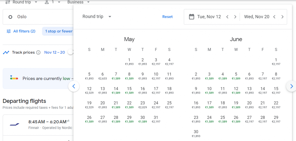 Business Class from Norway to Thailand