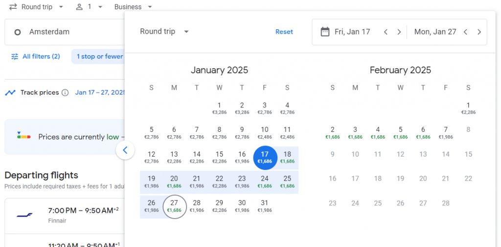 Business Class from Amsterdam to Thailand