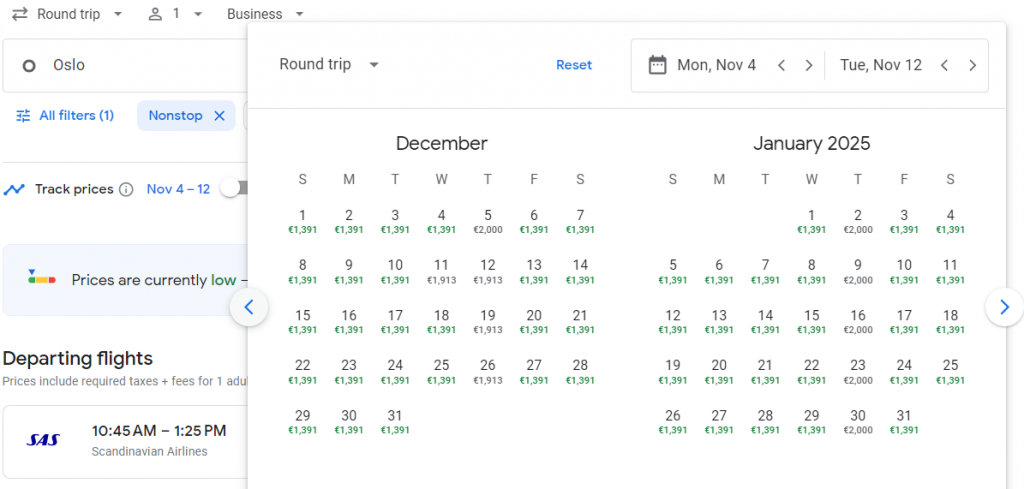 Nonstop Business Class from Norway to New York