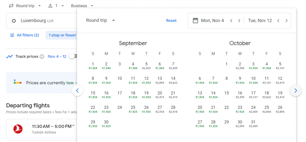 Business Class from Luxembourg to Hong Kong