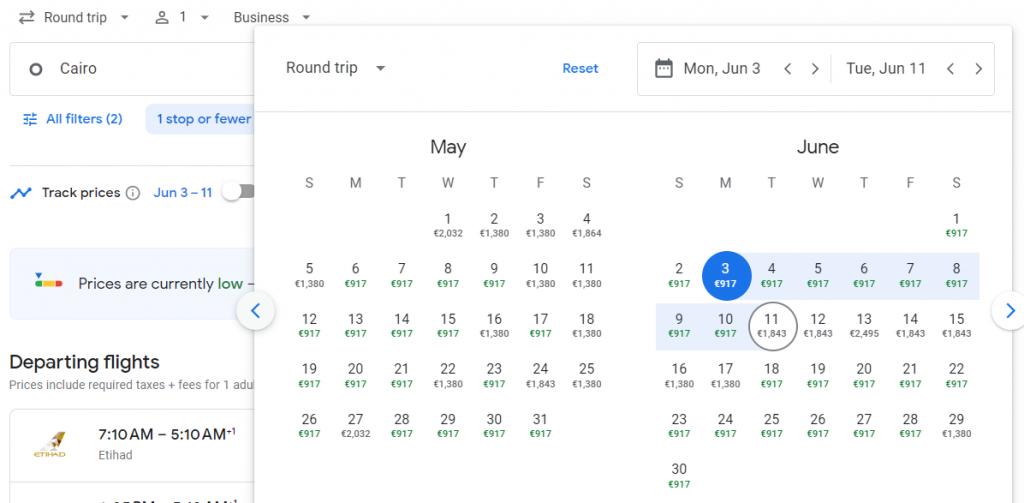 Business Class from Egypt to Maldives