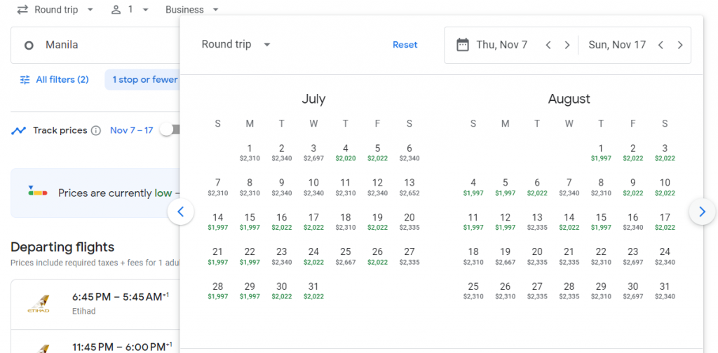 Business Class from Philippines to Rome