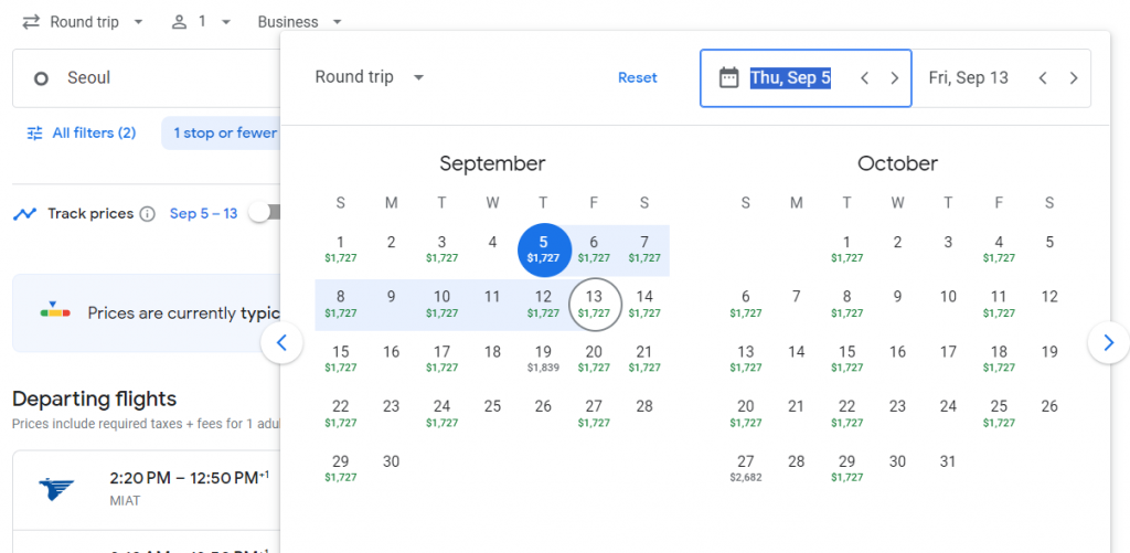 Business Class from South Korea to Germany