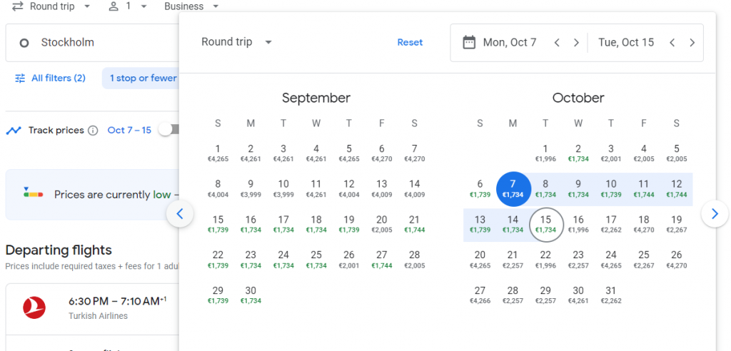 Business Class from Sweden to Miami