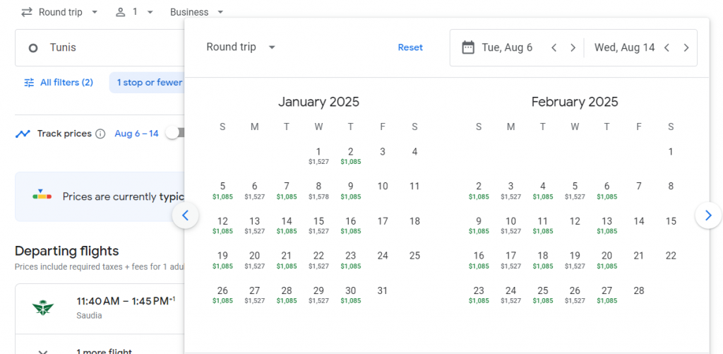 Business Class from Tunisia to Thailand