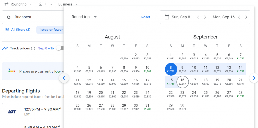 Business Class from Budapest to South Korea