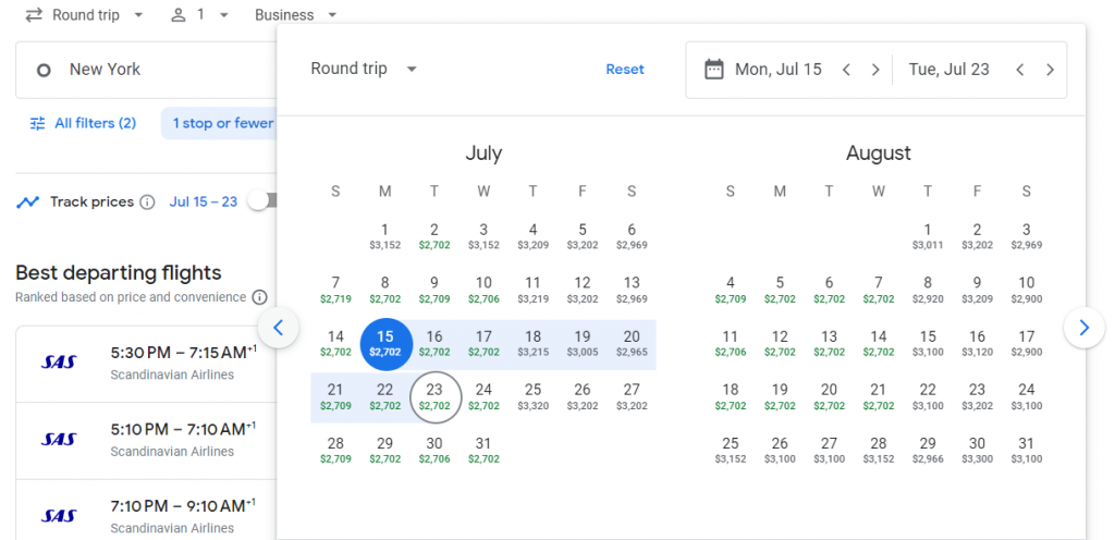 Nonstop Business Class from New York to Denmark