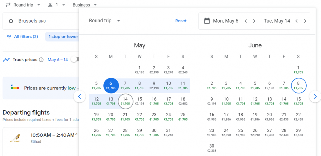 Business Class from Brussels to India