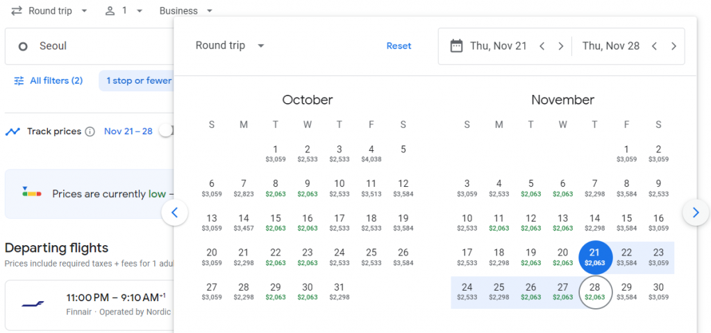 Business Class from South Korea to Venice