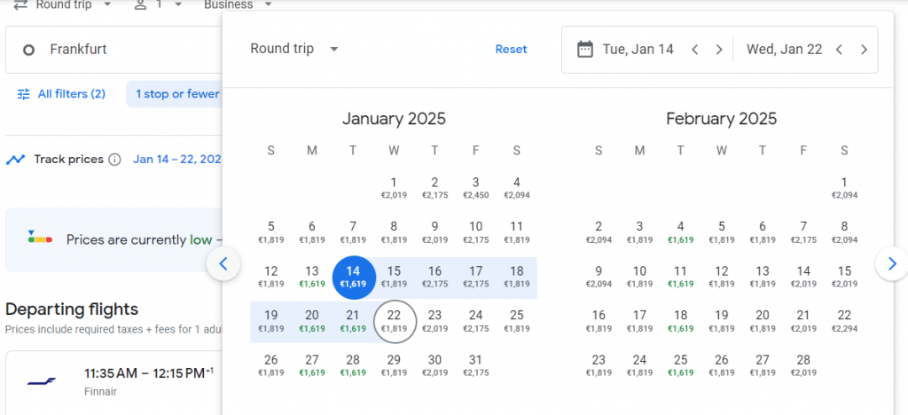 Business Class from Frankfurt to South Korea