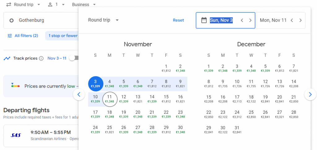 Business Class from Gothenburg to Miami