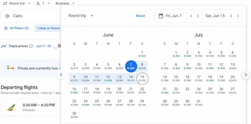 Business Class from Cairo to Brazil