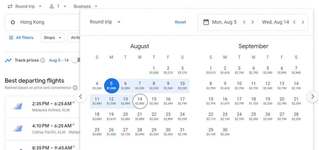 Business Class from Hong Kong to Amsterdam