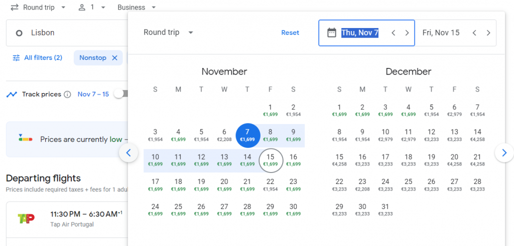 Business Class from Portugal to Brazil