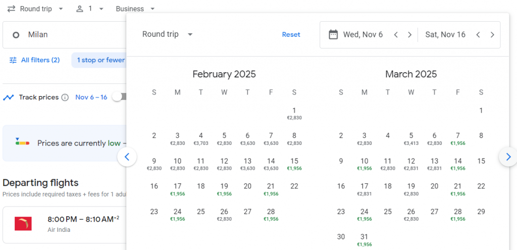 Business Class from Milan to Sydney