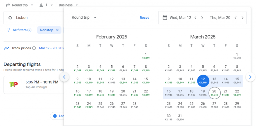 Business Class from Lisbon to Toronto