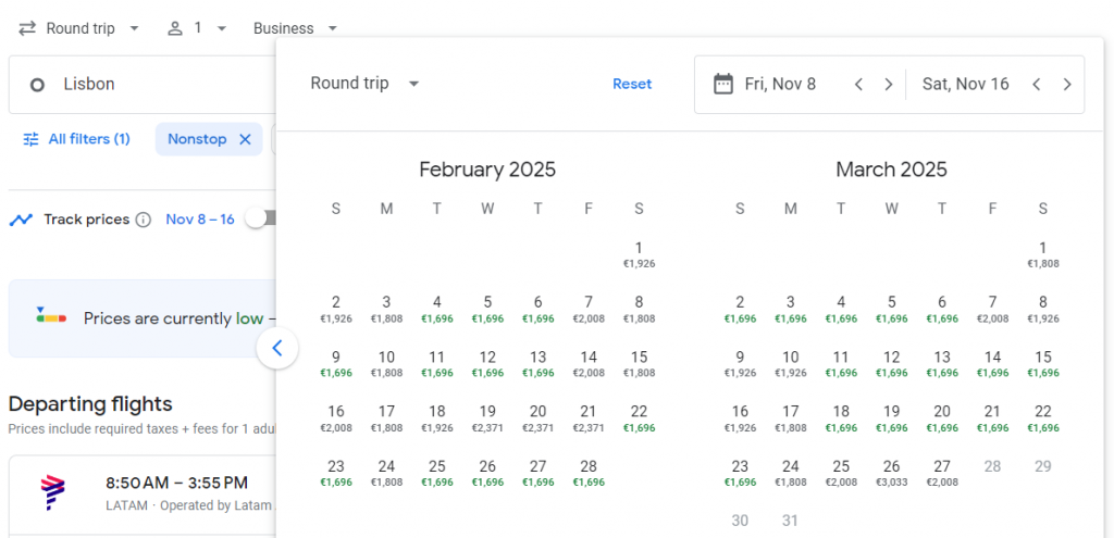 Business Class from Lisbon to Brazil