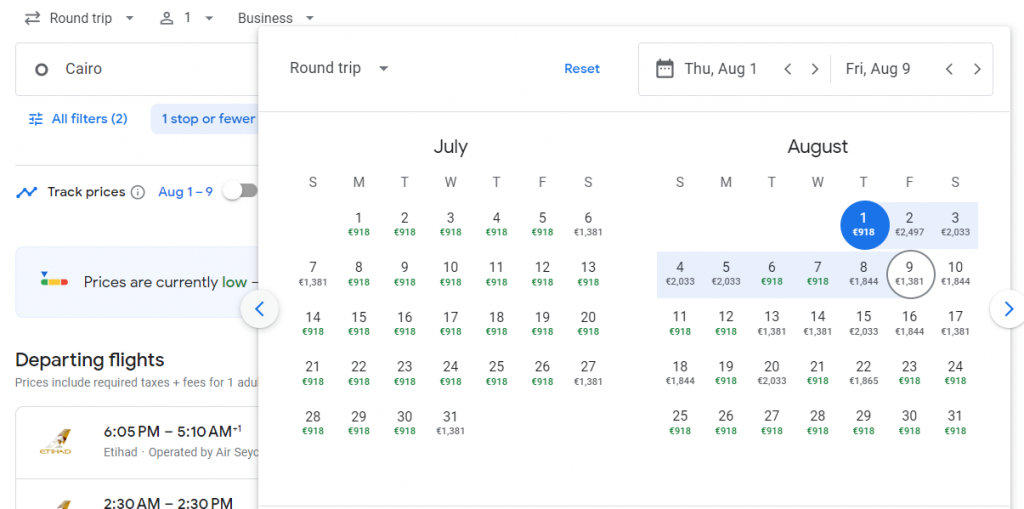 Business Class from Cairo to Maldives